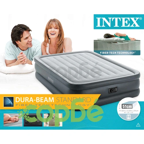 Intex Надуваемo двойно легло, плюш, 203x152x51см, 64140 ➤ топ цена ➤ sorbe.bg