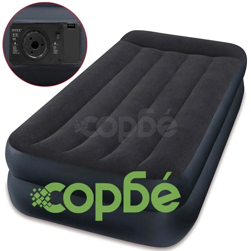 Intex Надуваемо легло с вградена възглавница, PVC, черно, 64122 ➤ топ цена ➤ sorbe.bg