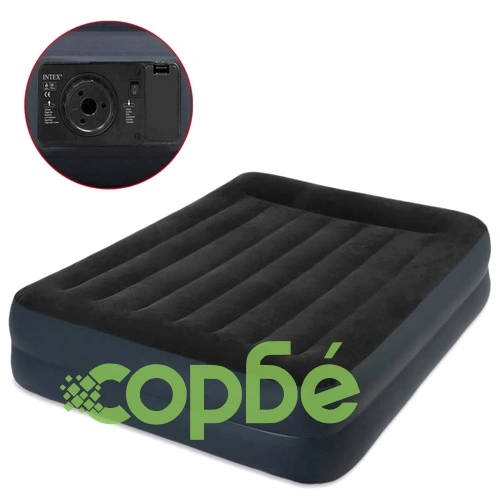 Intex Надуваемо легло с възглавница PVC 152x203x42cм черно 64124 ➤ топ цена ➤ sorbe.bg