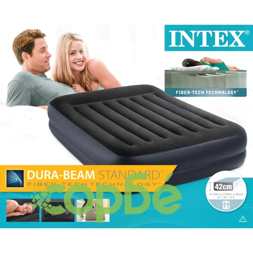 Intex Надуваемо легло с възглавница PVC 152x203x42cм черно 64124 ➤ топ цена ➤ sorbe.bg
