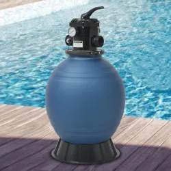 Пясъчен филтър за басейн, 6 позиционен клапан, син, 460 мм