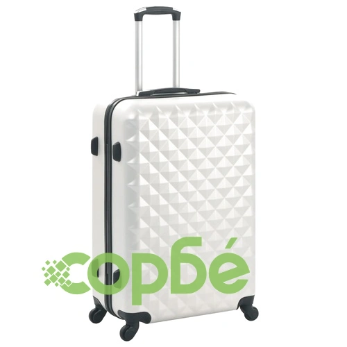 Комплект твърди куфари с колелца, 3 бр, светлосребристи, ABS ➤ топ цена ➤ sorbe.bg