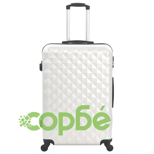 Комплект твърди куфари с колелца, 3 бр, светлосребристи, ABS ➤ топ цена ➤ sorbe.bg