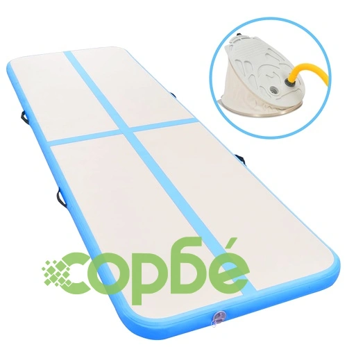 Надуваем дюшек за гимнастика с помпа, 300x100x10 см, PVC, син ➤ топ цена ➤ sorbe.bg