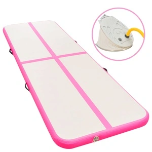 Надуваем дюшек за гимнастика с помпа, 400x100x10 см, PVC, розов