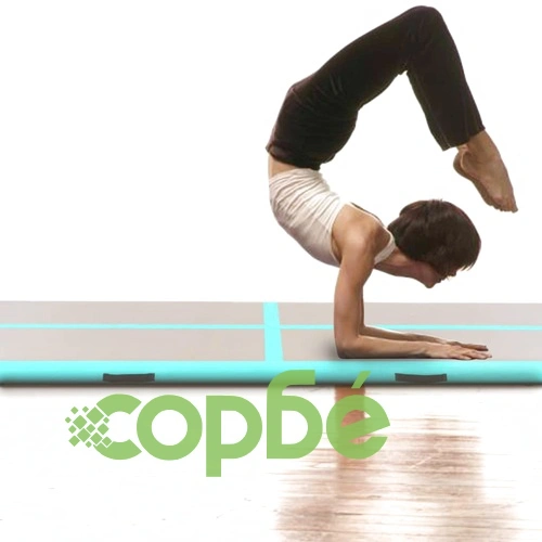 Надуваем дюшек за гимнастика с помпа, 400x100x10 см, PVC, зелен ➤ топ цена ➤ sorbe.bg