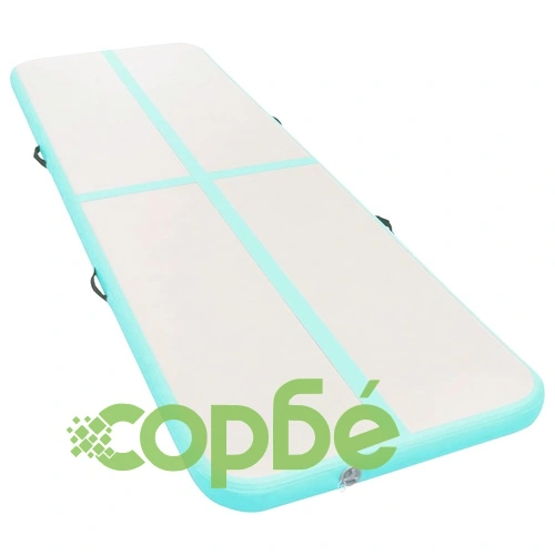 Надуваем дюшек за гимнастика с помпа, 400x100x10 см, PVC, зелен ➤ топ цена ➤ sorbe.bg