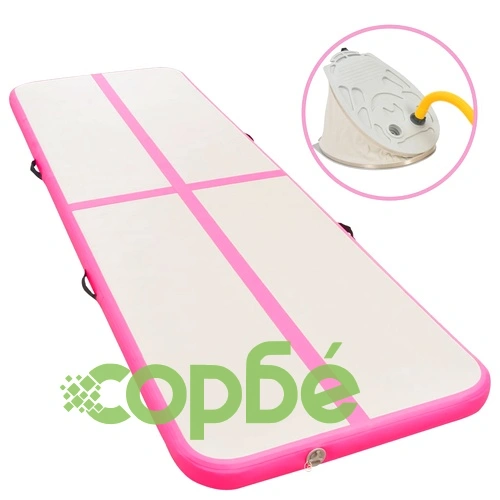Надуваем дюшек за гимнастика с помпа, 700x100x10 см, PVC, розов ➤ топ цена ➤ sorbe.bg