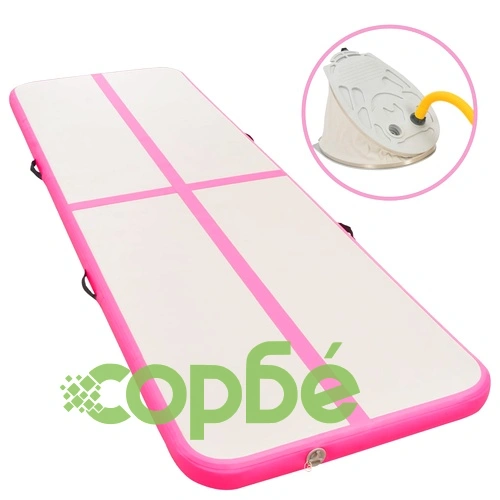 Надуваем дюшек за гимнастика с помпа, 800x100x10 см, PVC, розов ➤ топ цена ➤ sorbe.bg
