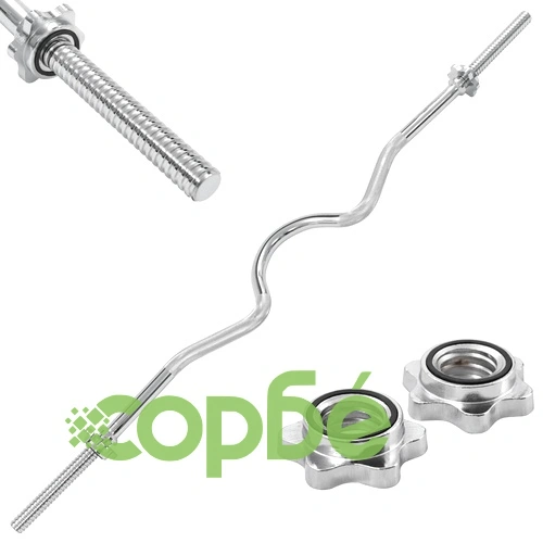 Извит лост за щанга, 2,5x120 см, солидна стомана, сребрист ➤ топ цена ➤ sorbe.bg