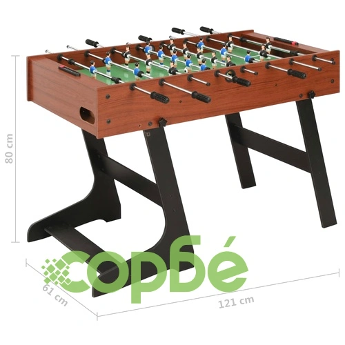 Сгъваема футболна маса, 121x61x80 см, кафява ➤ топ цена ➤ sorbe.bg