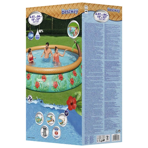Bestway Fast Set Надуваем комплект басейн Paradise Palms 457x84 см ➤ топ цена ➤ sorbe.bg