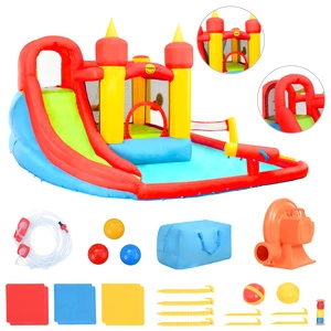 Happy Hop Надуваем батут с пързалка и басейн, 410x385x220 см, PVC