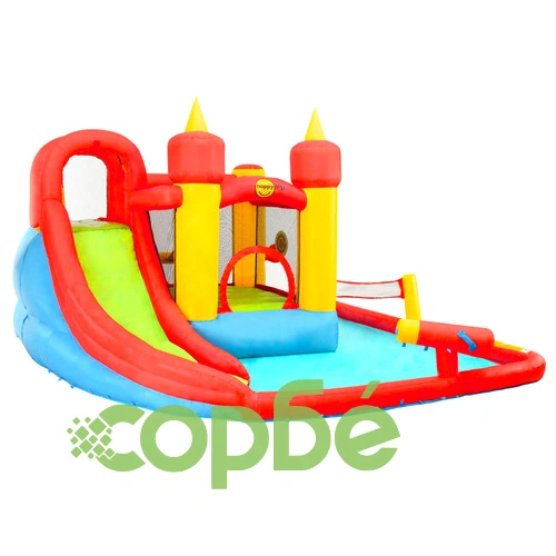 Happy Hop Надуваем батут с пързалка и басейн, 410x385x220 см, PVC ➤ топ цена ➤ sorbe.bg