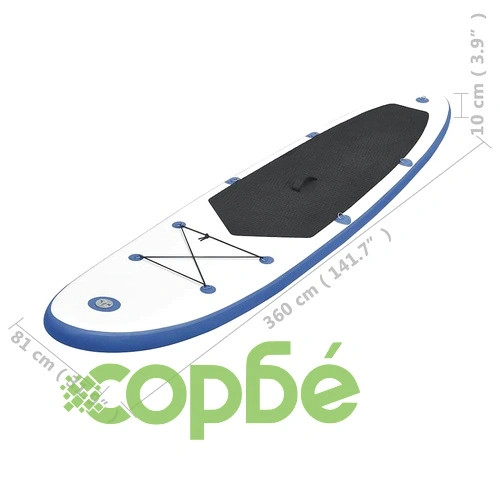 Стендъп падъл борд SUP сърфборд, надуваем, синьо и бяло ➤ топ цена ➤ sorbe.bg