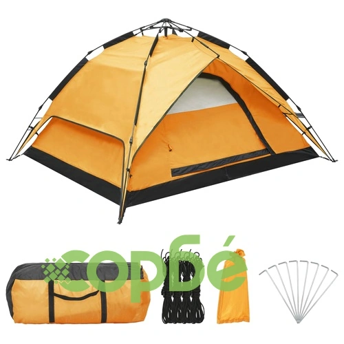Pop up палатка за къмпинг 2-3-местна 240x210x140 см жълта ➤ топ цена ➤ sorbe.bg