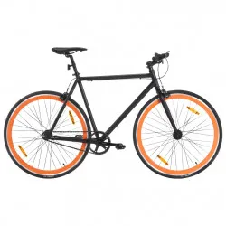 Велосипед с фиксирана предавка, черно и оранжево, 700c, 51 см