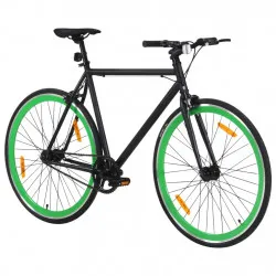 Велосипед с фиксирана предавка, черно и зелено, 700c, 59 см