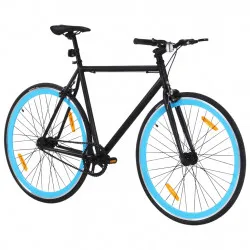 Велосипед с фиксирана предавка, черно и синьо, 700c, 51 см