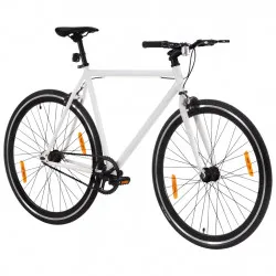Велосипед с фиксирана предавка, бяло и черно, 700c, 51 см