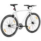 Велосипед с фиксирана предавка, бяло и черно, 700c, 51 см