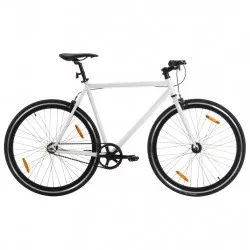 Велосипед с фиксирана предавка, бяло и черно, 700c, 59 см