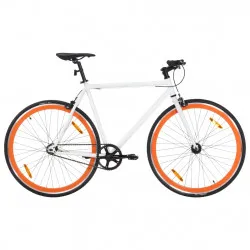 Велосипед с фиксирана предавка, бяло и оранжево, 700c, 51 см
