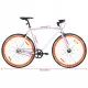 Велосипед с фиксирана предавка, бяло и оранжево, 700c, 51 см