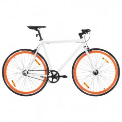 Велосипед с фиксирана предавка, бяло и оранжево, 700c, 59 см