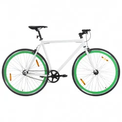 Велосипед с фиксирана предавка, бяло и зелено, 700c, 55 см