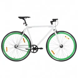Велосипед с фиксирана предавка, бяло и зелено, 700c, 59 см