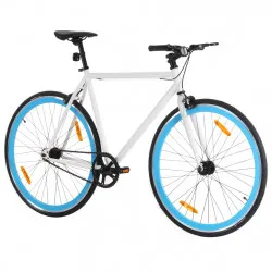 Велосипед с фиксирана предавка, бяло и синьо, 700c, 51 см