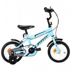 Детски велосипед, 12 цола, черно и синьо