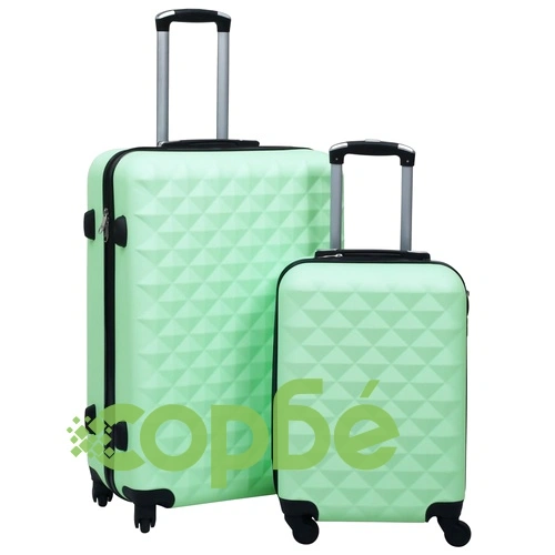 Комплект твърди куфари с колелца, 2 бр, мента, ABS ➤ топ цена ➤ sorbe.bg