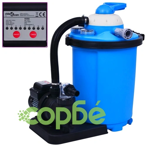 Пясъчна филтърна помпа с таймер, 550 W, 50 л ➤ топ цена ➤ sorbe.bg