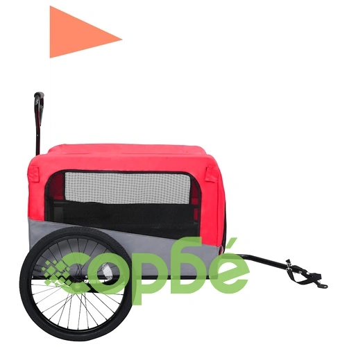 2-в-1 кучешко ремарке за велосипеди и джогинг, червено и сиво ➤ топ цена ➤ sorbe.bg