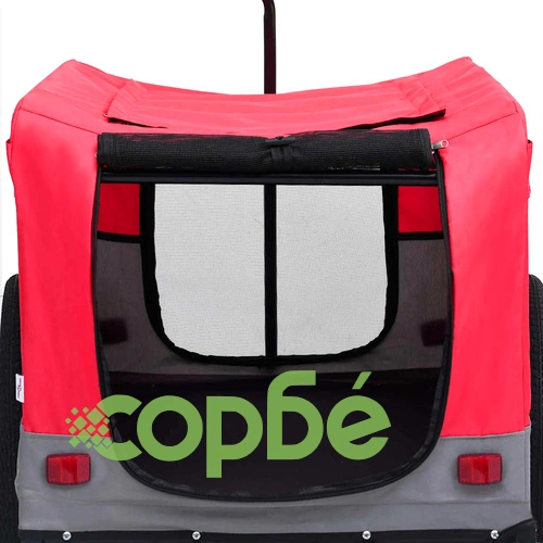 2-в-1 кучешко ремарке за велосипеди и джогинг, червено и сиво ➤ топ цена ➤ sorbe.bg