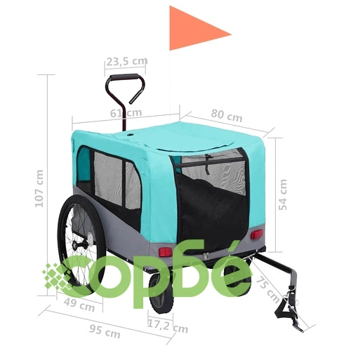 2-в-1 Кучешко ремарке за велосипеди и джогинг, синьо и сиво ➤ топ цена ➤ sorbe.bg