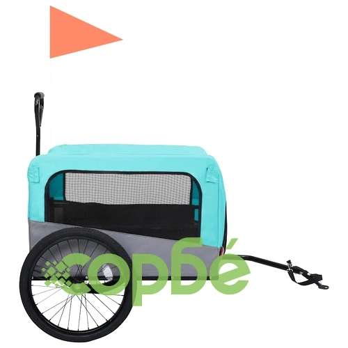 2-в-1 Кучешко ремарке за велосипеди и джогинг, синьо и сиво ➤ топ цена ➤ sorbe.bg