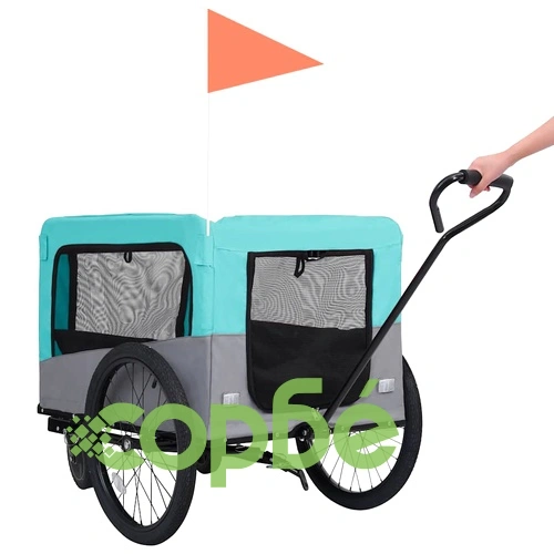 2-в-1 Кучешко ремарке за велосипеди и джогинг, синьо и сиво ➤ топ цена ➤ sorbe.bg