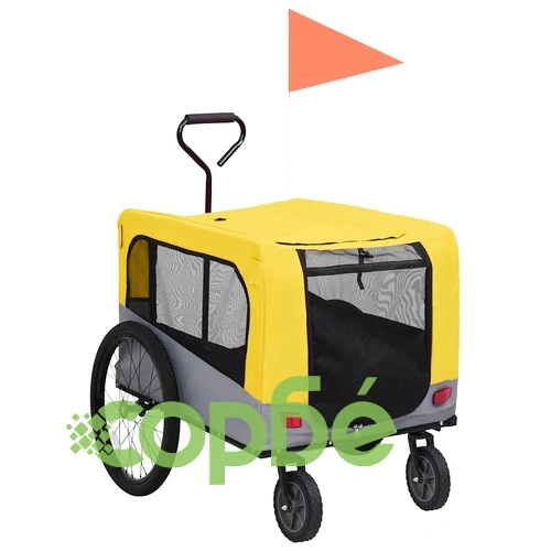 2-в-1 Кучешко ремарке за велосипеди и джогинг, жълто и сиво ➤ топ цена ➤ sorbe.bg