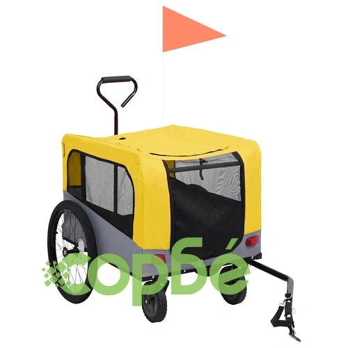 2-в-1 Кучешко ремарке за велосипеди и джогинг, жълто и сиво ➤ топ цена ➤ sorbe.bg