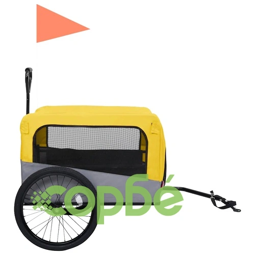 2-в-1 Кучешко ремарке за велосипеди и джогинг, жълто и сиво ➤ топ цена ➤ sorbe.bg