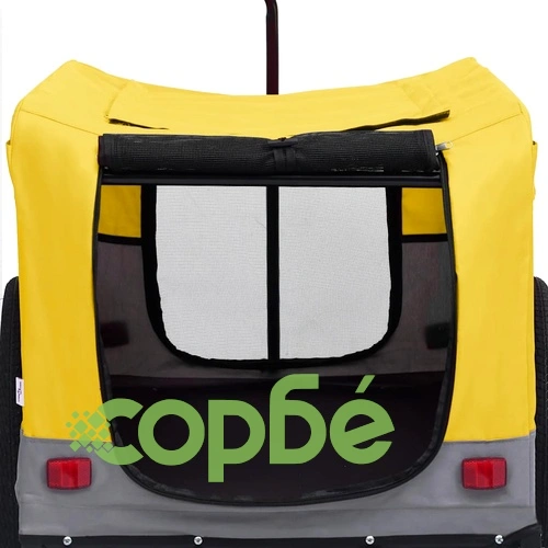 2-в-1 Кучешко ремарке за велосипеди и джогинг, жълто и сиво ➤ топ цена ➤ sorbe.bg