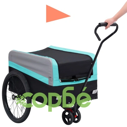 2-в-1 XXL кучешко ремарке за колело и количка син сив и черен ➤ топ цена ➤ sorbe.bg