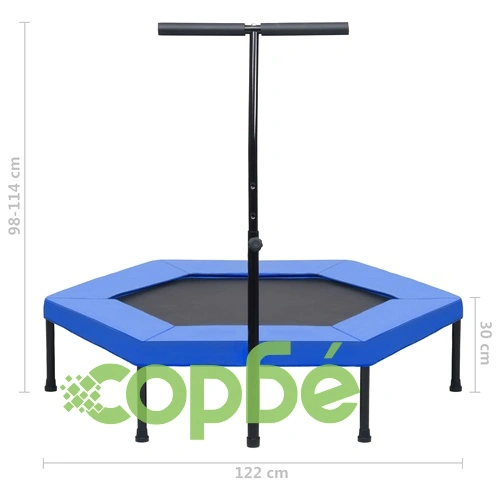 Фитнес батут с дръжка и предпазна подложка, шестоъгълен, 122 см ➤ топ цена ➤ sorbe.bg