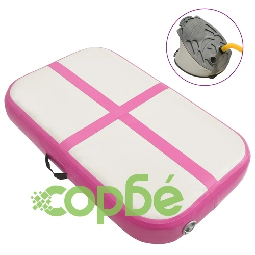 Надуваем дюшек за гимнастика с помпа, 60x100x10 см, PVC, розов ➤ топ цена ➤ sorbe.bg