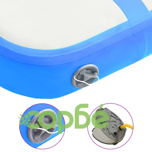 Надуваем дюшек за гимнастика с помпа, 60x100x10 см, PVC, син ➤ топ цена ➤ sorbe.bg