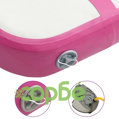 Надуваем дюшек за гимнастика с помпа, 60x100x20 см, PVC, розов ➤ топ цена ➤ sorbe.bg