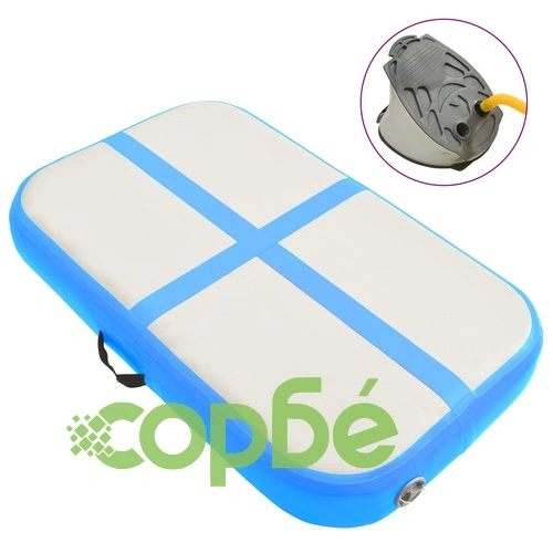 Надуваем дюшек за гимнастика с помпа, 60x100x20 см, PVC, син ➤ топ цена ➤ sorbe.bg